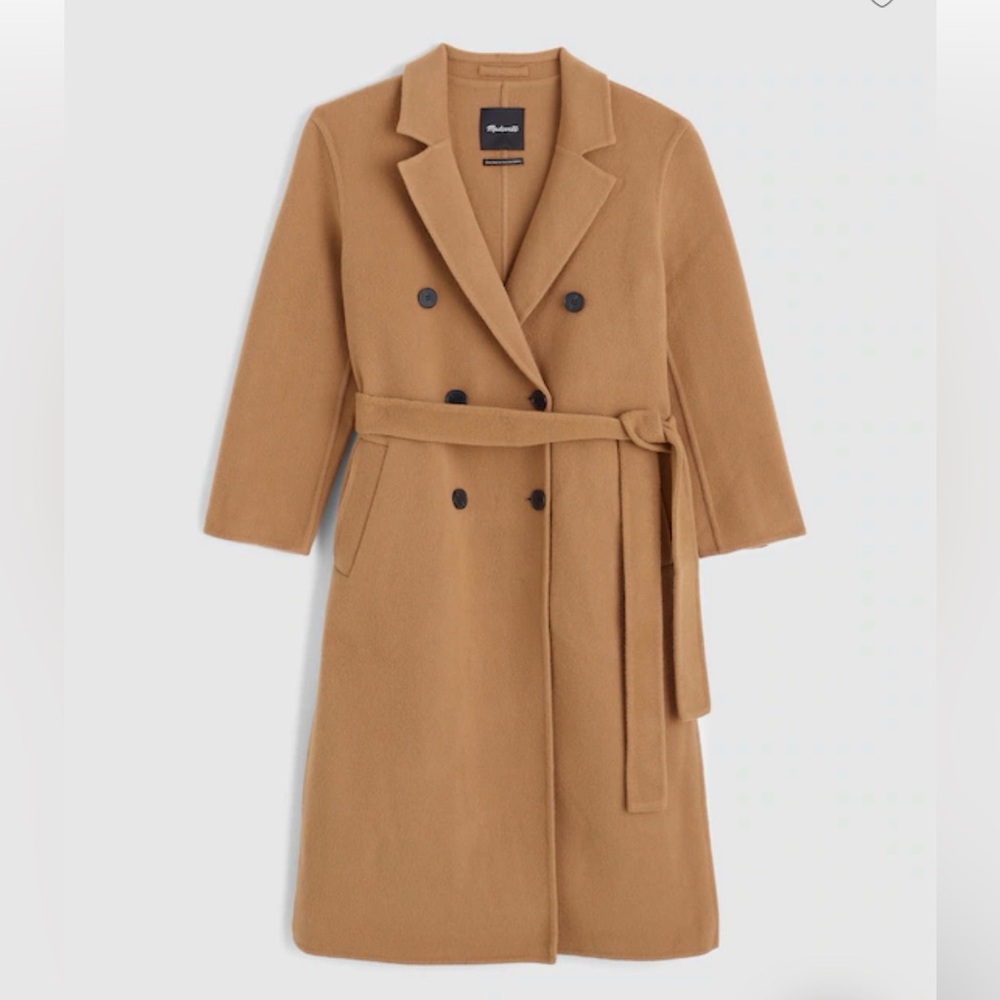 Madewell Camel Belted Double-Breasted Wool Coat